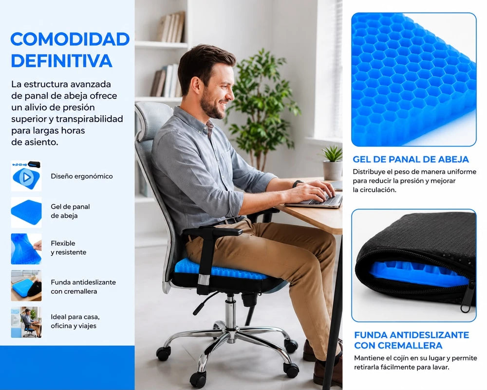 Cojín de Gel Transpirable para Asiento